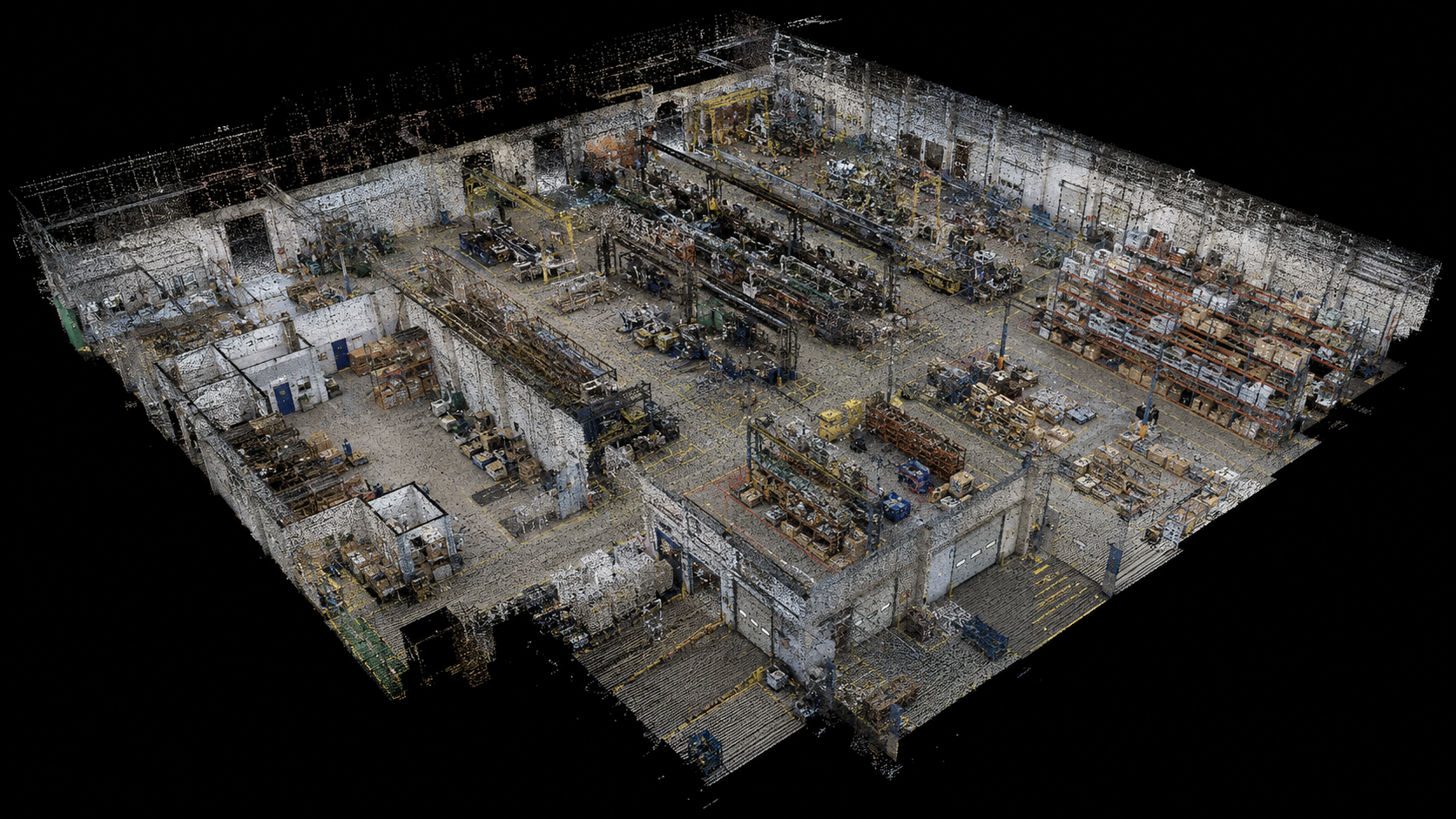 Interior LiDAR point cloud scan documenting building layout and existing conditions